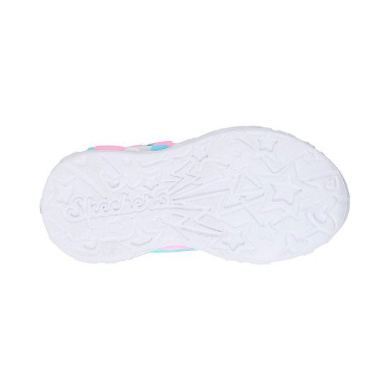 Skechers Lighted Unicorn Gore & Strap W/ Multi Heart Print Upper Skechers Lighted Unicorn Gore & Strap W/ Multi Heart Print Upper